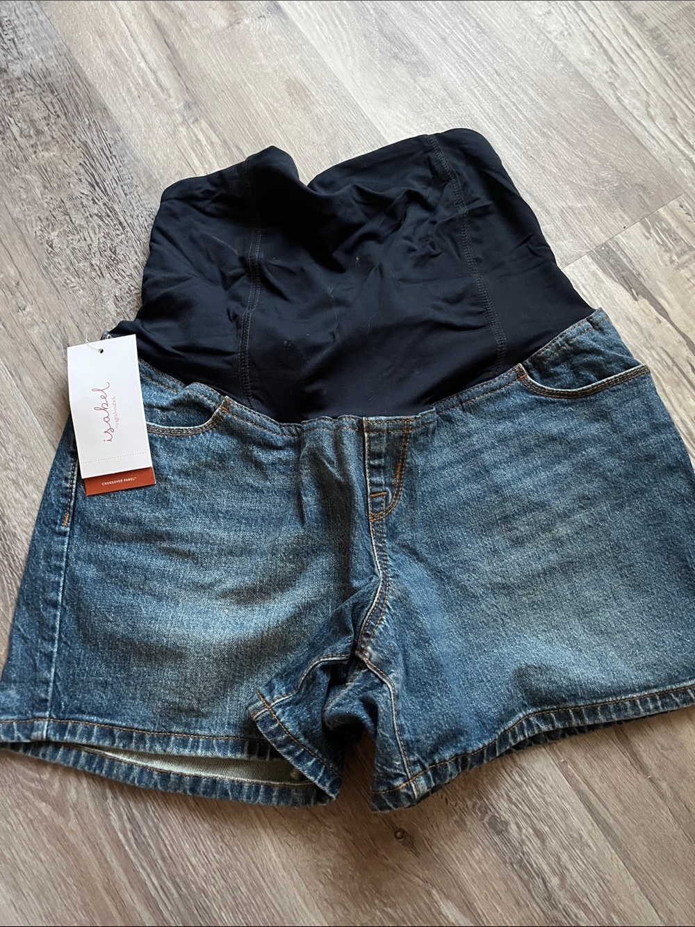 Maternity Denim Shorts with Over The Belly Stretch Panel